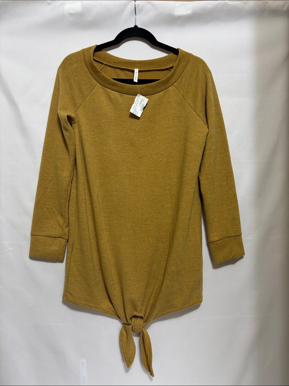 Bellamie Mustard Yellow Knit Tie-Front Sweater Top NWT Size SM
